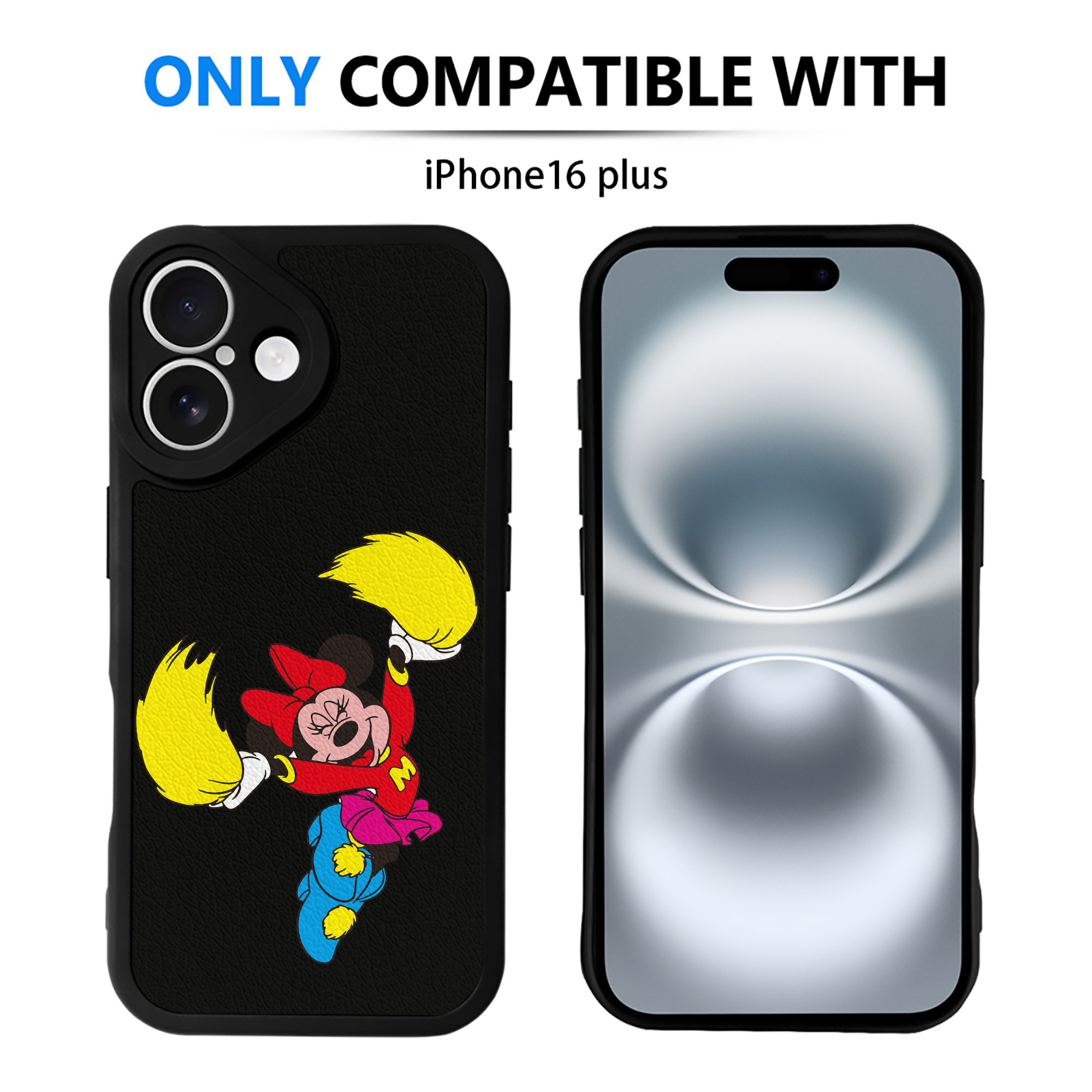 （画像用） ミッキーマウス Mickey Mouse 【iPhone 16シリーズ対応】シリコンスマホケース（レザー調） 材質：シリコン